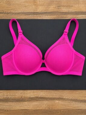 Smart & Sexy Mesh Plunge Bra in the vibrant Electric Pink 36DDD.